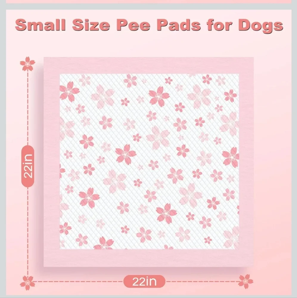 22x22 100 Pcs Pink Floral Potty Training Pee Pads